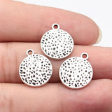 10pcs 18x15mm Hammered Round Tag Charms For DIY Jewelry Making