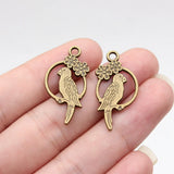 20pcs 29x15mm 3 Colors Antique Bronze Color Antique Silver Color Antique Gold Color Double-Sided Flower And Bird Charms
