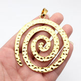 1pcs 98x79mm 2 Colors Antique Silver Color Antique Gold Color Large Hammered Swirl Pendant For DIY Jewelry Making