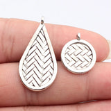 10pcs 17x20mm/36x18mm Antique Silver Color Double-Sided Bamboo Pattern Charms For DIY Jewelry Making
