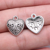 20pcs 17x16mm 2 Colors Antique Bronze Color Antique Silver Color Heart Charms For DIY Jewelry Making
