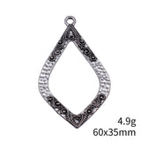 4pcs 60x35mm 2 Colors Openwork Marquise-Shaped Carved Hammered Earrings Pendant