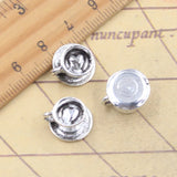 10 Uds. De dijes de taza de café 3D con corazón, 14x13x8mm, colgantes de Color plata antigua, fabricación de joyería tibetana hecha a mano DIY