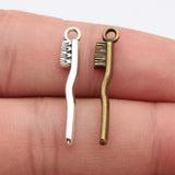 10pcs 29x13mm 2 Colors Antique Bronze Color Antique Silver Color Toothbrush Charms For DIY Jewelry Making