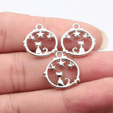 20pcs 18x17mm 5 Colors Hollowed-Out Cat Star Circle Charms For DIY Jewelry Making