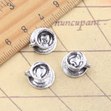 10 Uds. De dijes de taza de café 3D con corazón, 14x13x8mm, colgantes de Color plata antigua, fabricación de joyería tibetana hecha a mano DIY