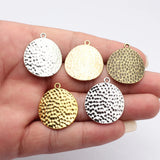 10pcs 30x26mm 5 Colors Hammered Twisted Design Round Charms For DIY Jewelry Making