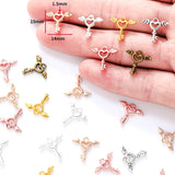 30pcs 6 colors Angel Wings Heart Keys Charms metal Earring necklace Pendants for Jewelry Making DIY Handmade Craft 15*14mm O251