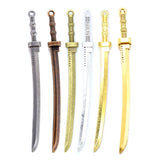 6 Color Mixed Alloy Antique Knight Sword Charms for Jewelry Making DIY Handmade Weapons Pendant 107*10mm