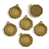 10pcs round Necklace Charm DIY Setting Cabochon Cameo Base Tray Bezel Blank Fit 14mm Cabochons Jewelry Making C96