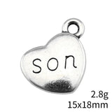 10pcs 15x18mm 3 Colors Antique Bronze Color Antique Silver Color Antique Gold Color Double Sided Son Heart Charms