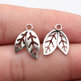 20pcs 16x13mm 2 Colors Antique Silver Color Kc Gold Color Leaf Charms For DIY Jewelry Making