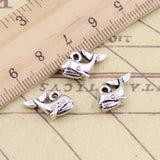 20 piezas dijes ballena de doble cara 15x10mm bronce tibetano Color plata colgantes joyería antigua fabricación DIY artesanía hecha a mano