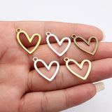 20pcs 22x20mm 5 Colors Geometric Openwork Heart Charms For DIY Jewelry Making