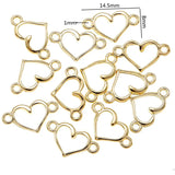 50pcs  5 color Heart-shaped connect Charms Necklace Pendant Bracelet Jewelry Making Handmade Crafts diy Supplies 14.5*8mm
