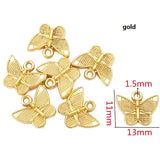 30pcs 6 colors Butterfly Charms Zinc alloy Accessories Parts Pendants for DIY Earrings Bracelet Necklace Jewelry Making13*11mm