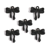 5-Piece Alloy Black Spray-Painted Bow Charm Pendants for DIY Jewelry Making Handmade Necklaces Earrings Accessories W597