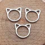 20pcs 21x20mm/16x15mm/13x12mm 6 Colors Hollow Cat Head Frame Charms For DIY Jewelry Making