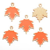 10Pcs Enamel Autumn Maple Leaf Charms Alloy for Earrings necklaces Pendants DIY Jewelry Making Findings Crafting 19*24mm W399