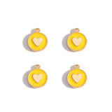 10pcs 3 styles Enamel heart-shaped Charm for Earring Keychain Necklace Pendant DIY Jewelry Accessories 14*12mm W489