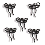 5-Piece Alloy Black Spray-Painted Bow Charm Pendants for DIY Jewelry Making Handmade Necklaces Earrings Accessories W597