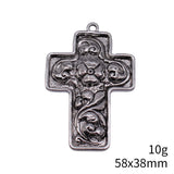 2pcs 58x38mm 2 Colors Antique Silver Color Antique Gold Color Flower Cross Charms For DIY Jewelry Making