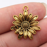 10pcs 26x22mm 3 Colors Antique Bronze Color Antique Silver Color Antique Gold Color Bee Chrysanthemum Charms
