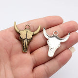 5pcs 42x38mm 2 Colors Antique Bronze Color Antique Silver Color Bull Skull Pendant For DIY Jewelry Making
