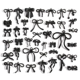 5-Piece Alloy Black Spray-Painted Bow Charm Pendants for DIY Jewelry Making Handmade Necklaces Earrings Accessories W597