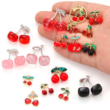 5pcs 20style Red Black Cherry Acrylic Stereo Oil Enamel DIY Charms for Bag Earring Necklace Jewelry Making Handmade Pendant W428