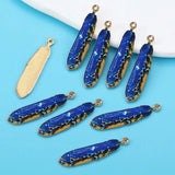 10Pcs Alloy Bohemian Ethnic Style Charms Colorful Enamel Feather For Earrings Pendant DIY Jewelry Craft Alloy Accessorie 9*38mm
