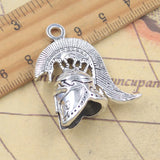 5 uds dijes casco de soldado 3D 39x34x15mm colgantes de Color plata antigua fabricación DIY joyería tibetana hecha a mano