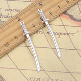 20 piezas dijes cuchillo Katana 49x8mm colgantes de Color plata antigua para hacer joyería tibetana hecha a mano DIY