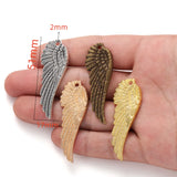 10pcs wing Charms Antique Silver color Metal Pendant Fit Bracelets Necklace Jewelry Making DIY Accessories 51*17mm D402