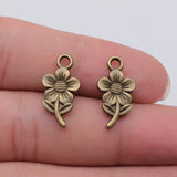 20pcs 21x11mm 2 Colors Antique Bronze Color Antique Silver Color Double-Sided Flower Charms For DIY Jewelry Making