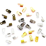 200pcs 3x6/4x9mm Crimp beads cove clasps Cord End Caps String Ribbon leather Clip Foldover For Necklace Connectors