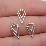 40pcs 16x9mm 3 Colors Antique Silver Color Kc Gold Color Rhodium Color Hollow Triangle Geometry Charms