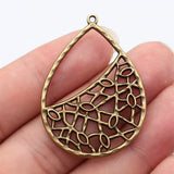 4pcs 47x34mm 4 Colors Hollowed-Out Teardrop Geometric Texture Earrings Pendant For DIY Jewelry Making