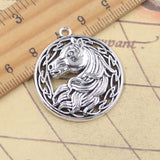 5 uds dijes cabeza de caballo de corcel 34x30mm colgantes de Color plata antigua fabricación DIY joyería tibetana hecha a mano