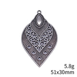 4pcs 51x30mm 2 Colors Antique Silver Color Antique Gold Color Openwork Spindle-Shaped Earrings Pendant