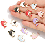 10pcs 15*20mm 6 colors Enamel Alloy dolphin Charm Earring Pendant DIY Keychain Necklace Jewelry Accessories W474