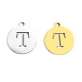 5pcs Stainless Steel Necklace Fashion Gold Color Initial Charms Metal Round A To Z Letters For Women Single Name Jewelry Gifts