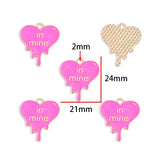 20-Piece Heart-Shaped Pink Valentine's Day Alloy Enamel Pendant DIY Necklace Bracelet Charms Jewelry Making Accessories W627