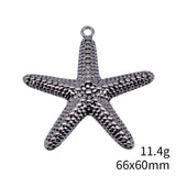 1pcs 66x60mm 2 Colors Antique Silver Color Kc Gold Color Starfish Charms For DIY Jewelry Making