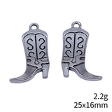 10pcs 25x16mm 2 Colors Antique Bronze Color Antique Silver Color Double-Sided Cowboy Boot Charm For DIY Jewelry Making