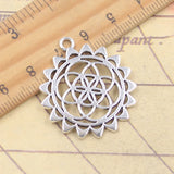 5 uds dijes Datura stramonium Yoga flor de la vida 33x30mm colgantes de Color plata antigua fabricación DIY encontrar tibetano hecho a mano