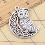 10 Uds. De dijes de estrella vikinga, Luna, Lobo, búho, 33x26mm, colgantes de Color plata tibetana, fabricación de joyería antigua, artesanía hecha a mano DIY