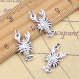 20 piezas dijes langosta cangrejo 20x10mm colgantes de Color plata antigua para hacer joyería tibetana hecha a mano DIY