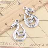 10 Uds. De dijes de serpiente de 27x17mm, colgantes de Color plata tibetana, fabricación de joyería antigua, artesanía hecha a mano DIY