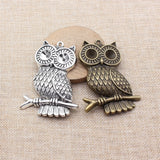 1pcs 79x56mm 2 Colors Antique Bronze Color Antique Silver Color Owl Charms For DIY Jewelry Making